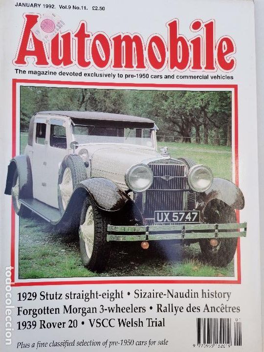 Coches: 1992 REVISTA THE AUTOMOBILE - 1929 STUZ STRAIGHT EIGHT - 1939 ROVER 20 - MORGAN