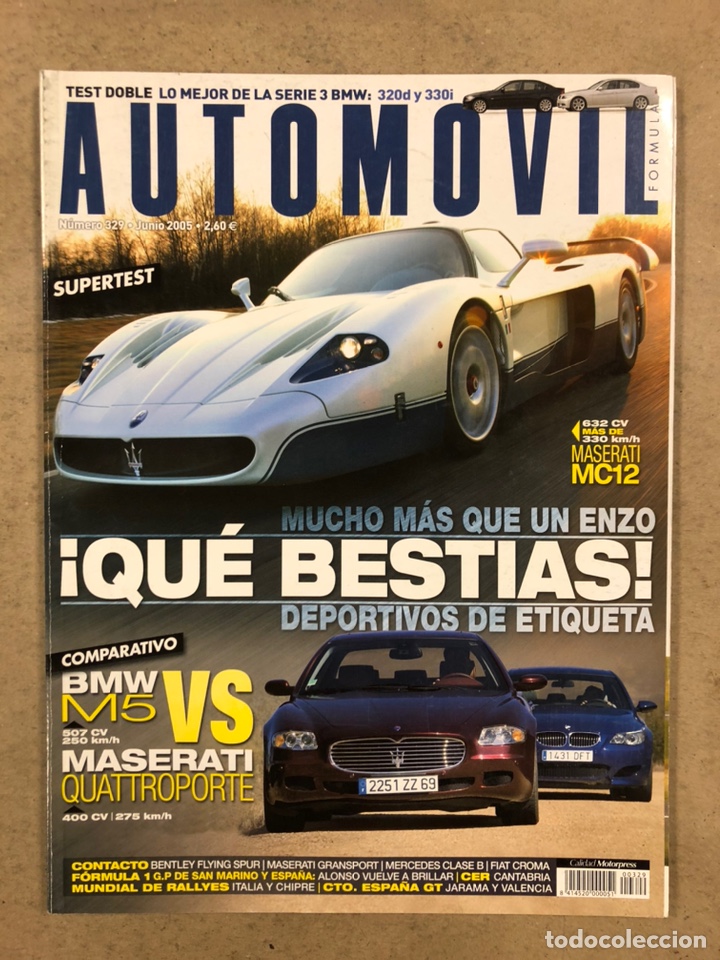 Coches: AUTOM&Oacute;VIL N&deg; 329 (2005). MASERATI MC12, BMW M5, MASERATI QUATTROPORTE, BMW 320 y 330,...