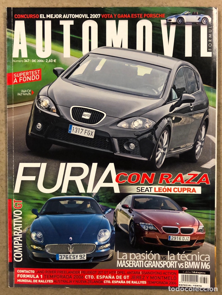 Coches: AUTOM&Oacute;VIL N&deg; 347 (2006). SEAT LE&Oacute;N CUPRA, MASERATI GRANSPORT, BMW M6,...