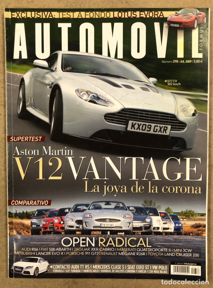 Coches: AUTOM&Oacute;VIL N&deg; 378 (2009). ASTON MARTIN V12 VANTAGE, AUDI RS6, FIAT 500 ABARTH, JAGUAR XKR CABRIO