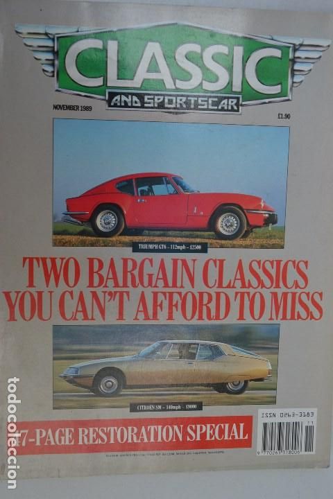 Coches: 1989 REVISTA CLASSIC AND SPORTSCAR - TRIUMPH GT6 - CITROEN SM - RESTAURATION SPECIAL