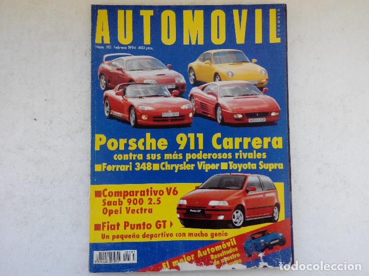 Cars: REVISTA AUTOMOVIL N&ordm; 193 A&Ntilde;O 1994- VECTA V6 - TOYOTA SUPRA - CHRYSLES VIPER - FERRARI 348