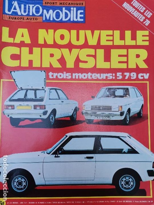 Coches: 1977 REVISTA L`AUTOMOBILE - CHRYSLER - RENAULT 20 TS - FIAT 132