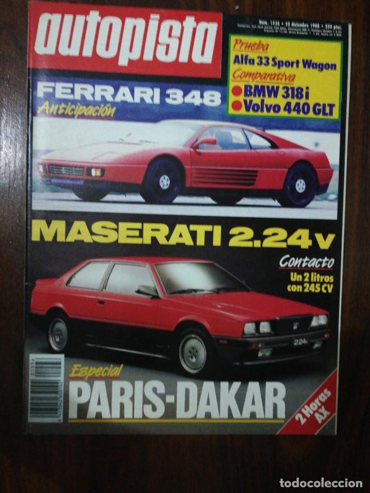 Coches: AUTOPISTA N&ordm; 1536 - DIC 1988 - FERRARI 348 - MASERATI 2.24V