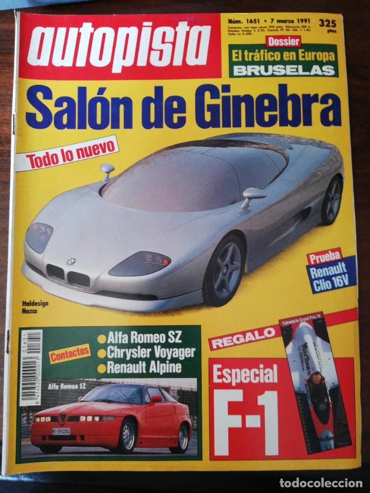 Coches: AUTOPISTA N&ordm; 1651 - MARZO 1991 - SAL&Oacute;N GINEBRA / RENAULT CLIO 16v / ALFA ROMEO SZ / RENAULT ALPINE
