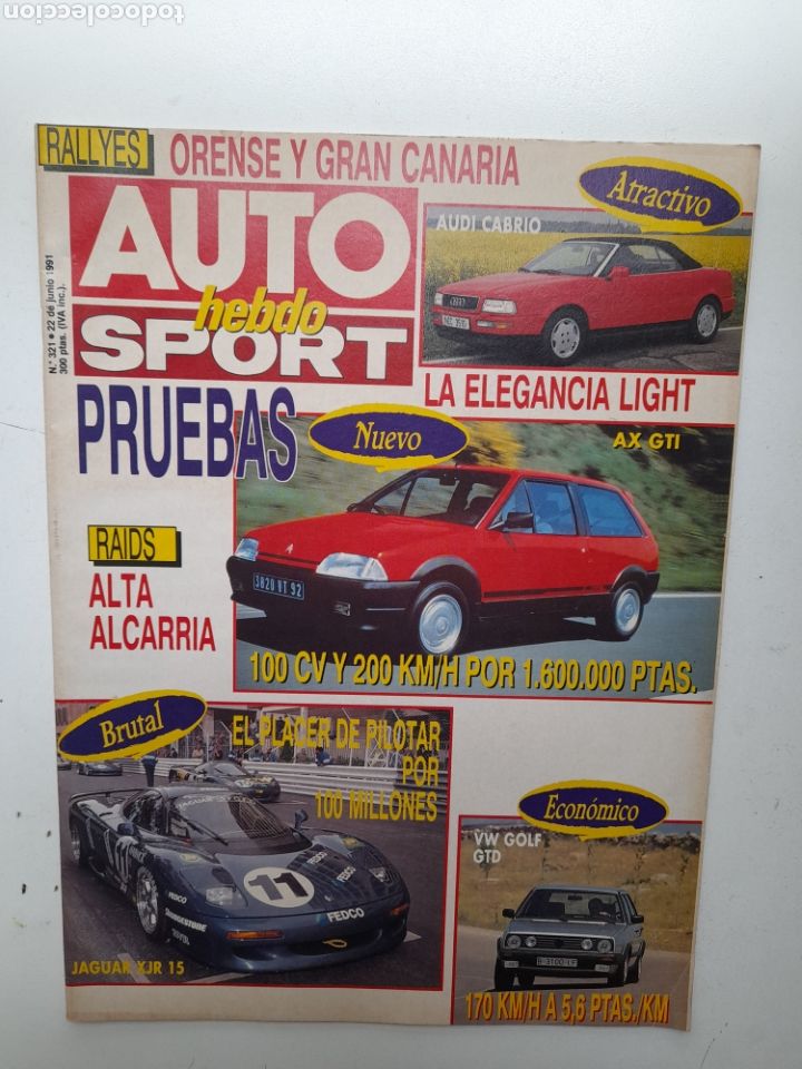 Carros: REVISTA AUTO HEBBO SPORT / N&ordm; 321 / 22 DE JUNIO 1991 / AUDI CABRIO / AX GTI