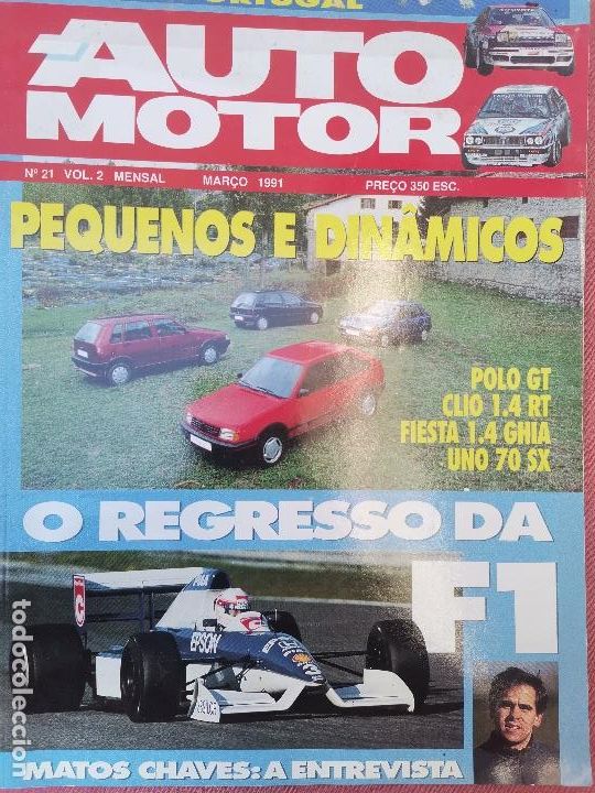 Coches: 1991 - REVISTA AUTO MOTOR - VW POLO GT - FORD FIESTA - FIAT UNO - RENAULT CLIO - ROVER 111