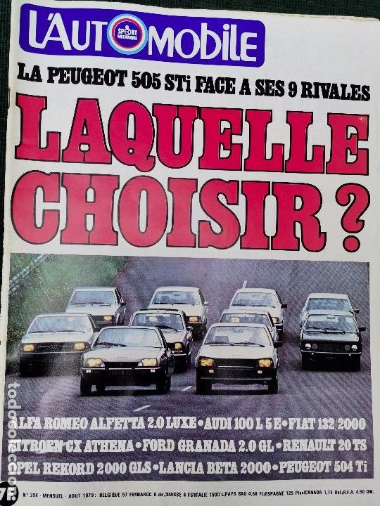 Coches: 1979 REVISTA L`AUTOMOBILE - ALFA ROMEO ALFETTA - AUDI 100 L - FIAT 132 - CITROEN CX - FORD GRANADA