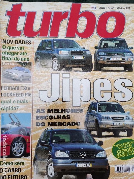Coches: 1998 REVISTA TURBO - FERRARI F50 - LOCKHEED F16 - JIPES LOS MEJORES DEL MERCADO