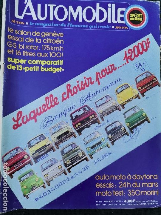 Coches: 1974 REVISTA L`AUTOMOBILE - SUPER COMPARATIVO VW BEETLE - CITROEN 2 CV - RENAULT 4 - FIAT 127