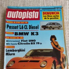 Coches: AUTOPISTA N° 1276 (DICIEMBRE 1983). PASSAT 1.6 CL, BMW K3, FIAT UNO, LAMBORGHINI MIURA, CITROËN BX,. Lote 313657798