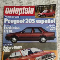 Coches: AUTOPISTA N° 1280 (ENERO 1984). PEUGEOT 205, FORD ORIÓN 1.3 GL, BMW 750I, RALLYE MONTECARLO. Lote 313659503