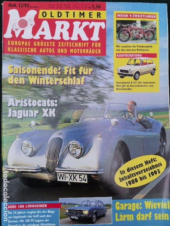 Coches: 1993 REVISTA MARKT KLASSICHE AUTOMOBILE - JAGUAR XK - AUTOBIANCHI A 112 - AUDI 100