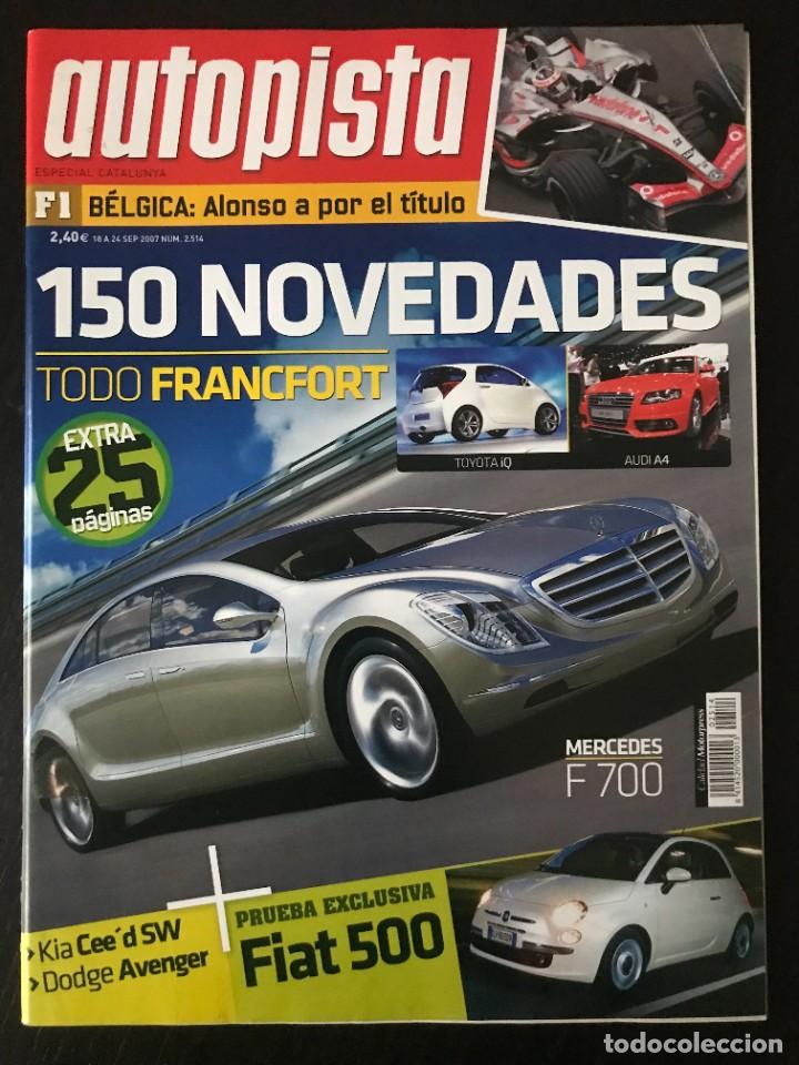 Coches: AUTOPISTA N&ordm; 2514 - FIAT 500 SALON FRANCFORT RENAULT MILITAR DODGE AVENGER CRD SXT FORMULA 1 BELGICA