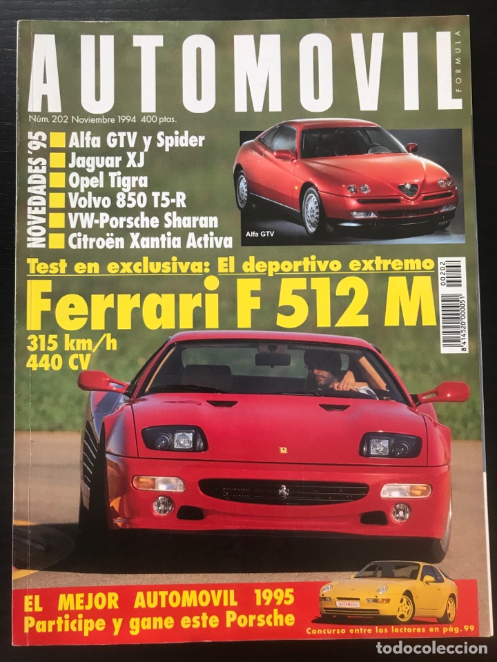 Coches: AUTOMOVIL N&ordm; 202 - NOVIEMBRE 1994 - FERRARI 512 M / OPEL TIGRA / JAGUAR XJ / ALFA GTV - SPIDER