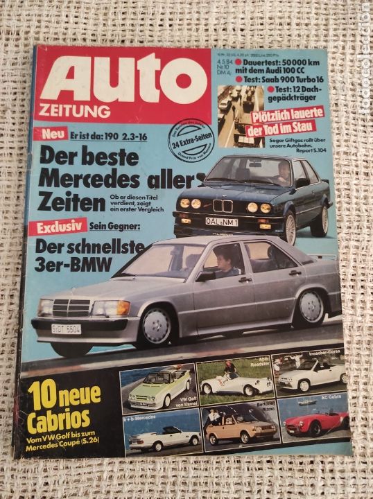Carros: AUTO ZEITUNG A&Ntilde;O 1984 MERCEDES, BMW , CABRIOS ( EDICION EN ALEMAN )