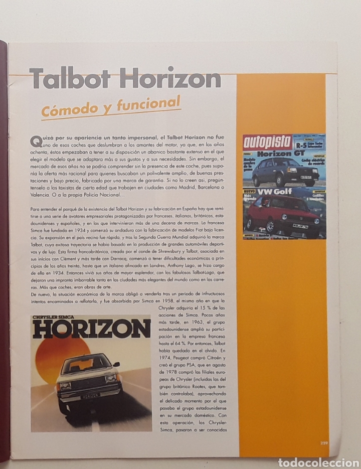 Coches: FASCICULO - TALBOT HORIZON GLS - NUESTROS QUERIDOS COCHES