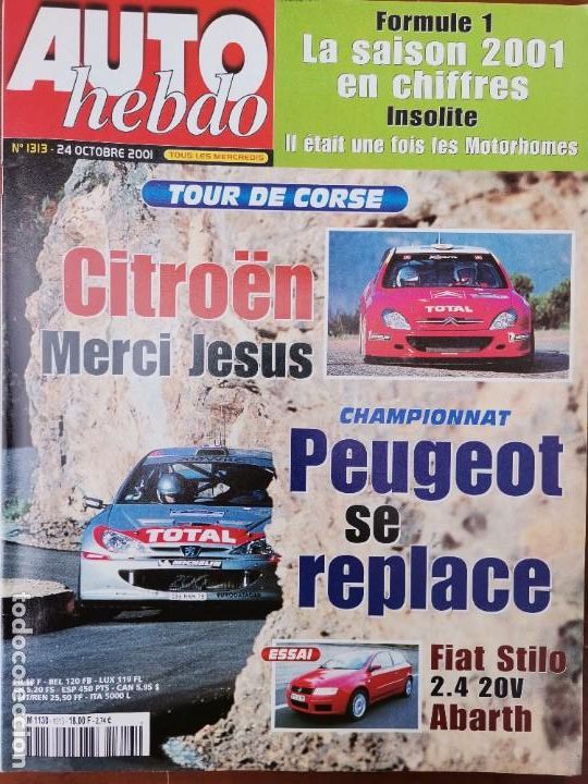 Coches: 2001 REVISTA AUTO HEBDO - TOUR DE CORSE - ENSAIO FIAT STILO 2.4 20V ABARTH