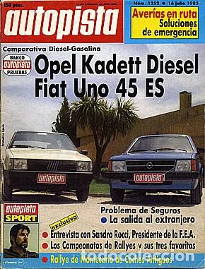 Coches: AUTOPISTA N&ordm; 1252 OPEL KADETT D FIAT UNO 45