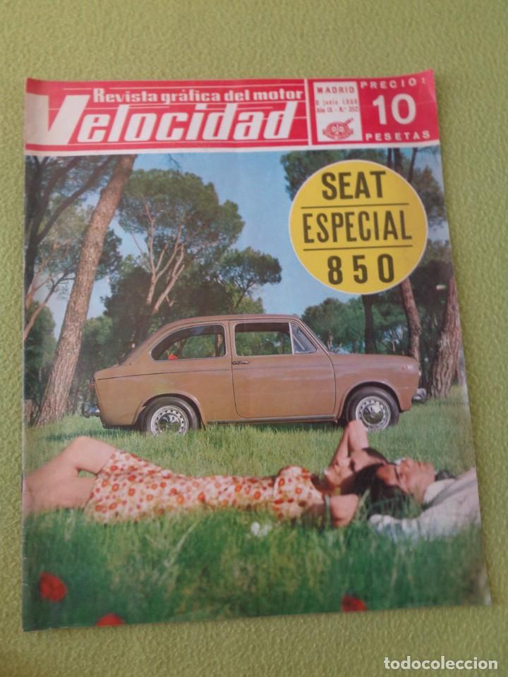 Coches: VELOCIDAD N&ordm; 352 - SEAT 850 ESPECIAL - BARREIROS - 500 MILLAS INDIANAPOLIS PUBLICIDAD AUTOCAR PEGASO