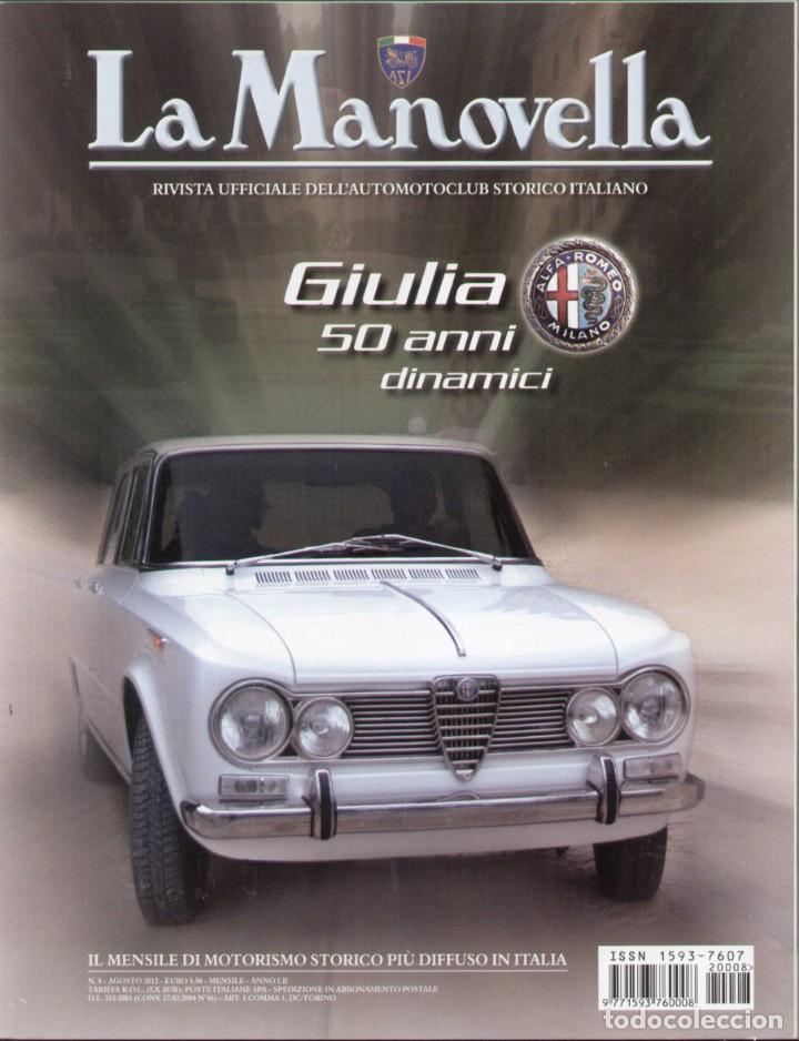 Voitures: revista LA MANOVELLA 2012 No 8 Agosto ASI Auto Moto Storiche - en italiano