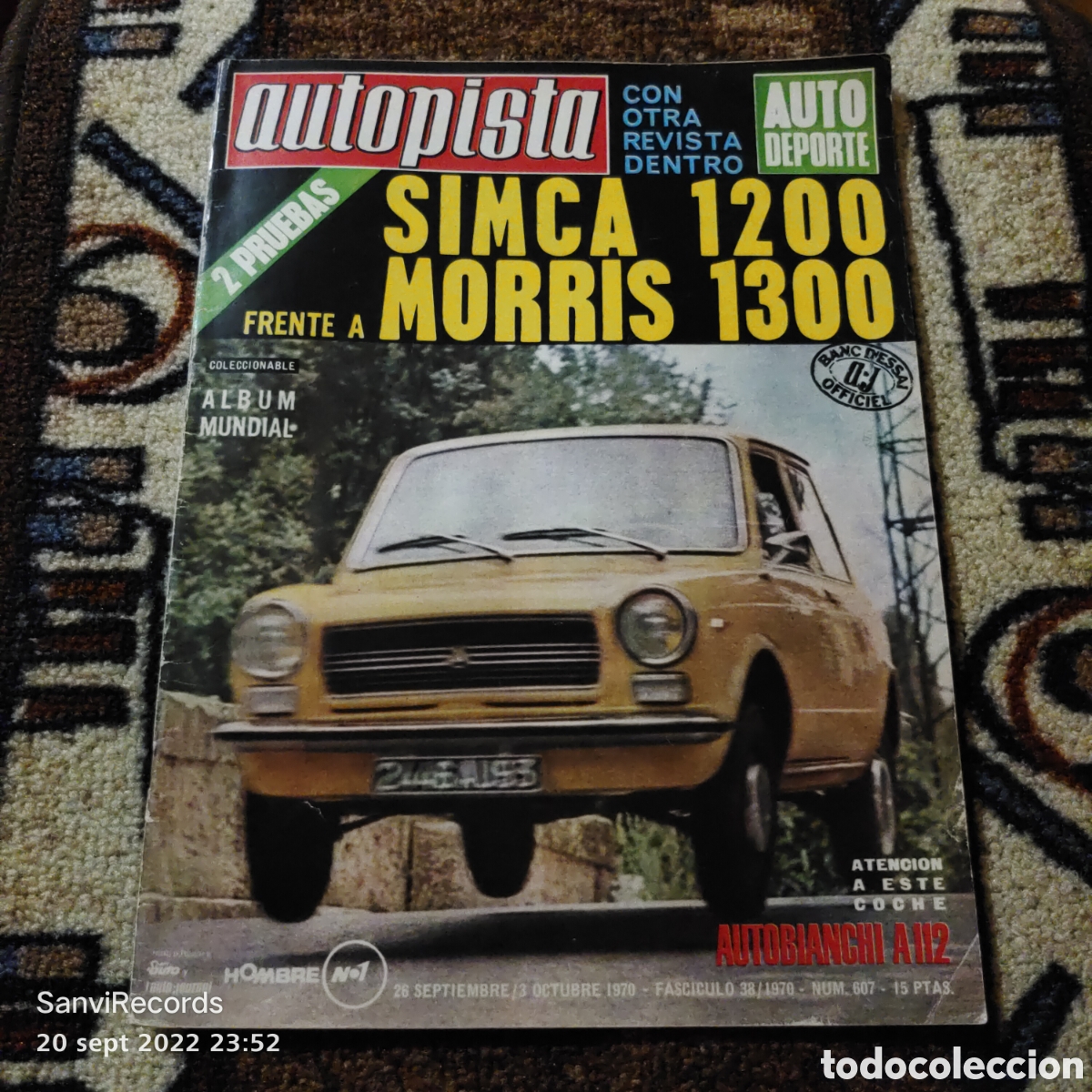 Voitures: REVISTA AUTOPISTA N&deg; 607: SIMCA 1200 FRENTE A MORRIS 1300, CON AUTO DEPORTE (26 SEPTIEMBRE 1970)