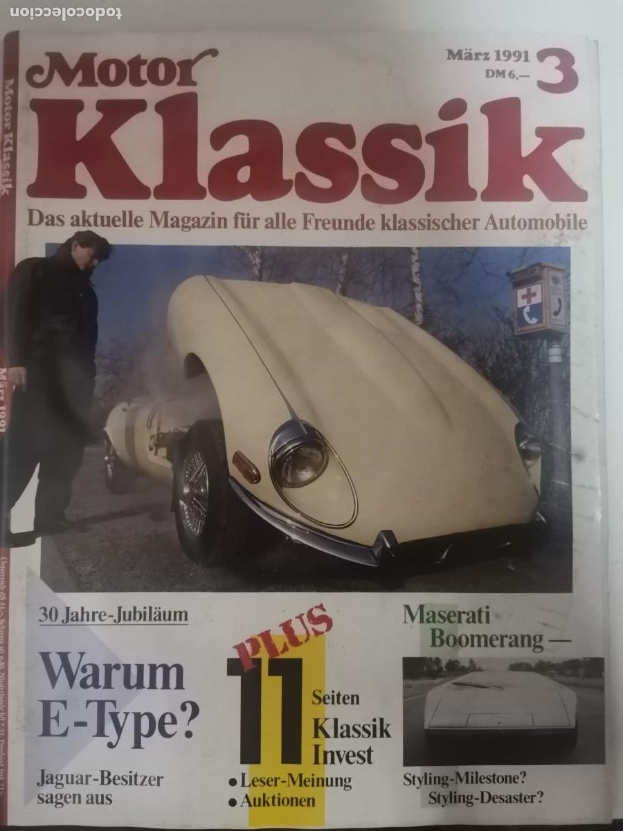 Coches: 1991 REVISTA MOTOR KLASSIK -JAGUAR E - MASERATI BOOMERANG