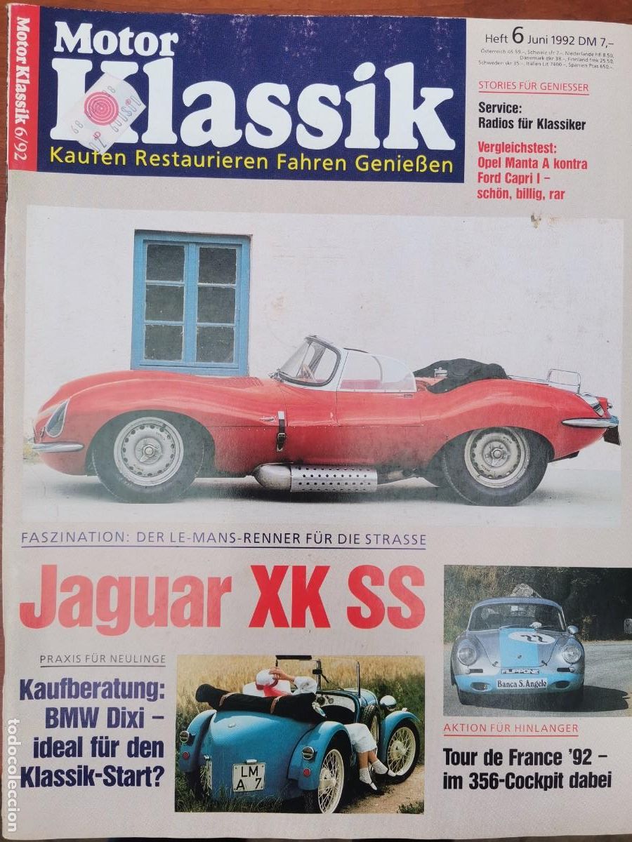 Coches: 1992 REVISTA MOTOR KLASSIK - JAGUAR XK SS - TOUR DE FRANCE 92