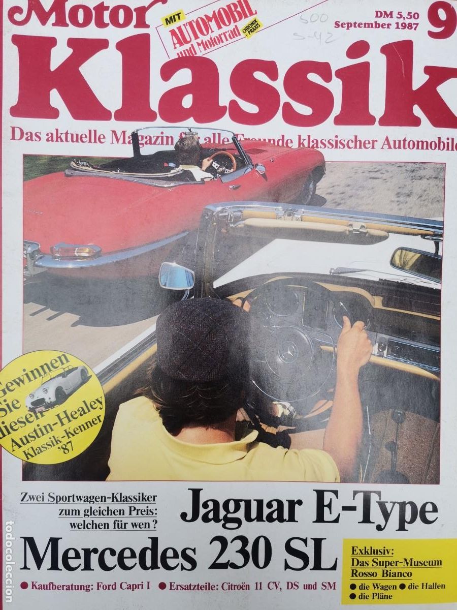 Coches: 1987 REVISTA MOTOR KLASSIK - JAGUAR E TYPE - MERCEDES 230 SL