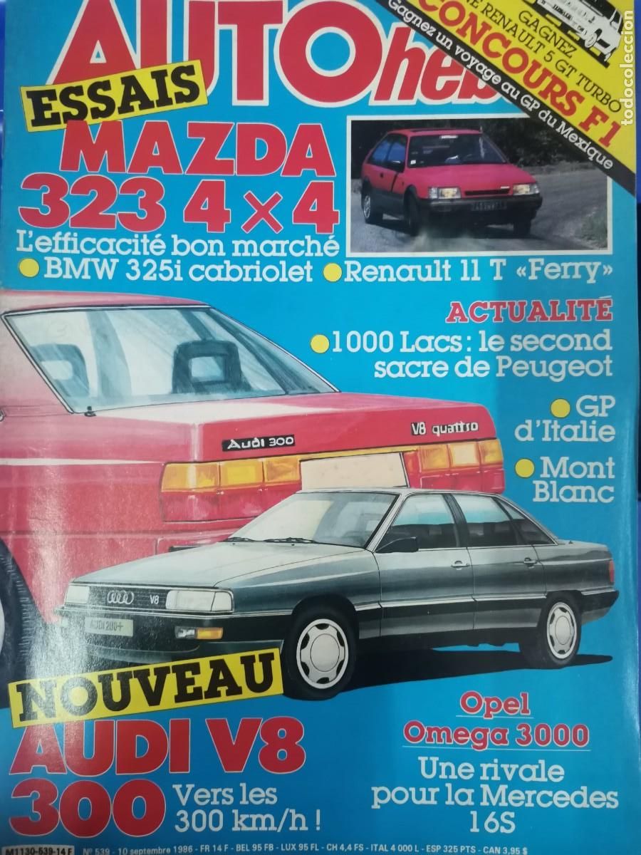 Coches: 1986 REVISTA AUTO HEBDO - MAZDA 323 4X4 - RENAULT 11 T - OPEL OMEGA 3000 - AUDI V8