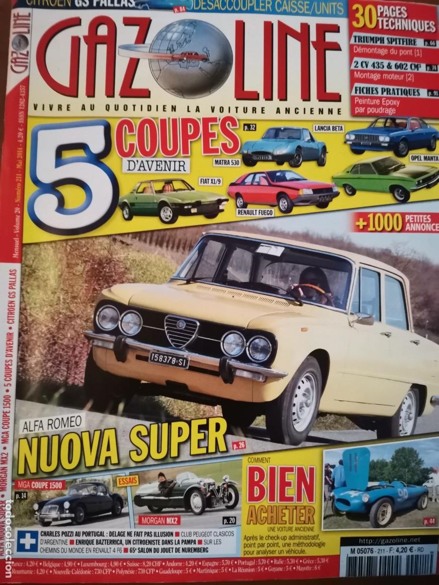 Coches: 2014 REVISTA GAZOLINE - ALFA ROMEO NUOVA SUPER - RENAULT FUEGO - LANCIA BETA - MATRA 530