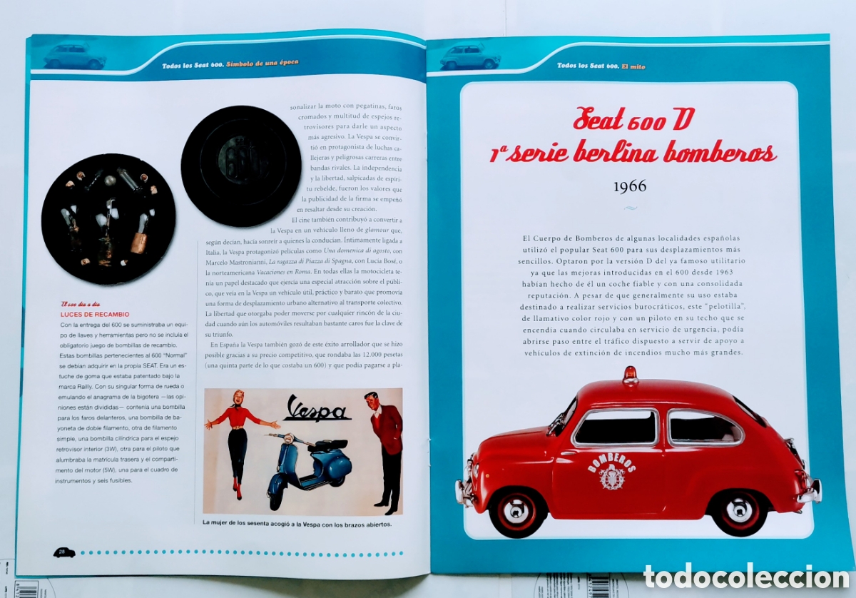 Coches: FASCICULO SEAT 600 D 1&ordm; SERIE BOMBEROS 1966 - Foto 4