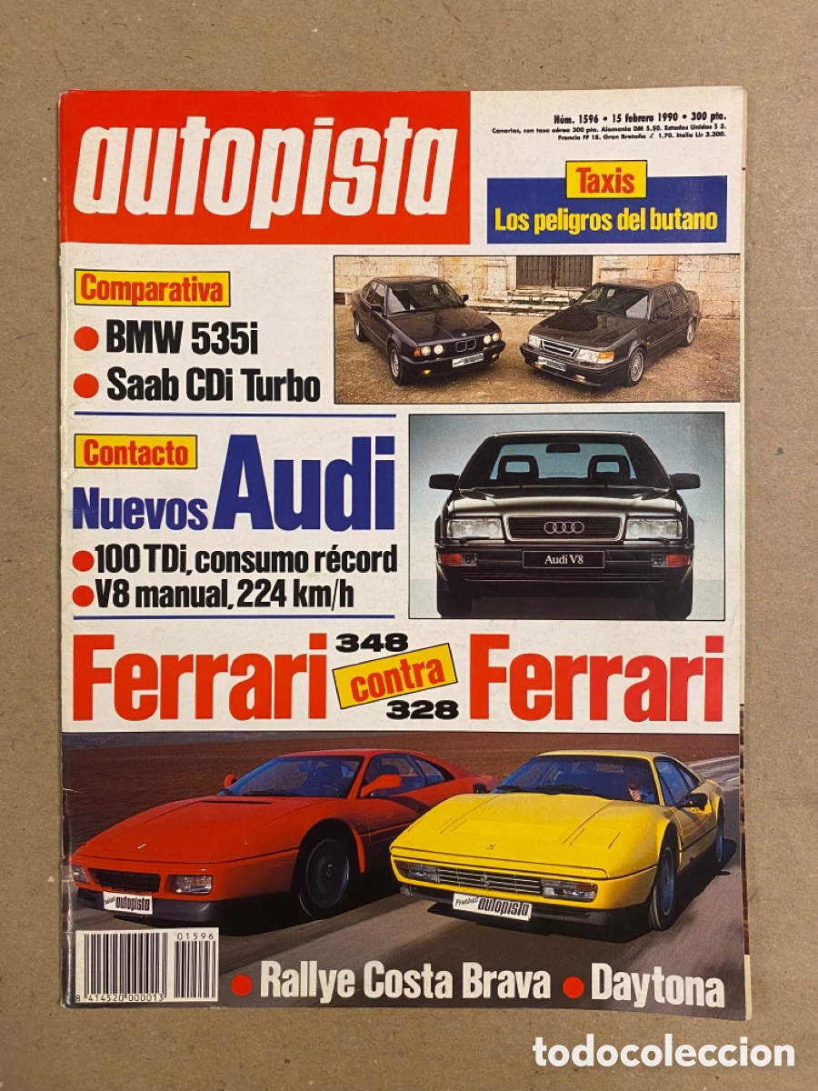 Coches: AUTOPISTA N&deg; 1596 (1990). FERRARI 348 Vs 328, BMW 535i, SAAB CDi TURBO, AUDI 100,&hellip;