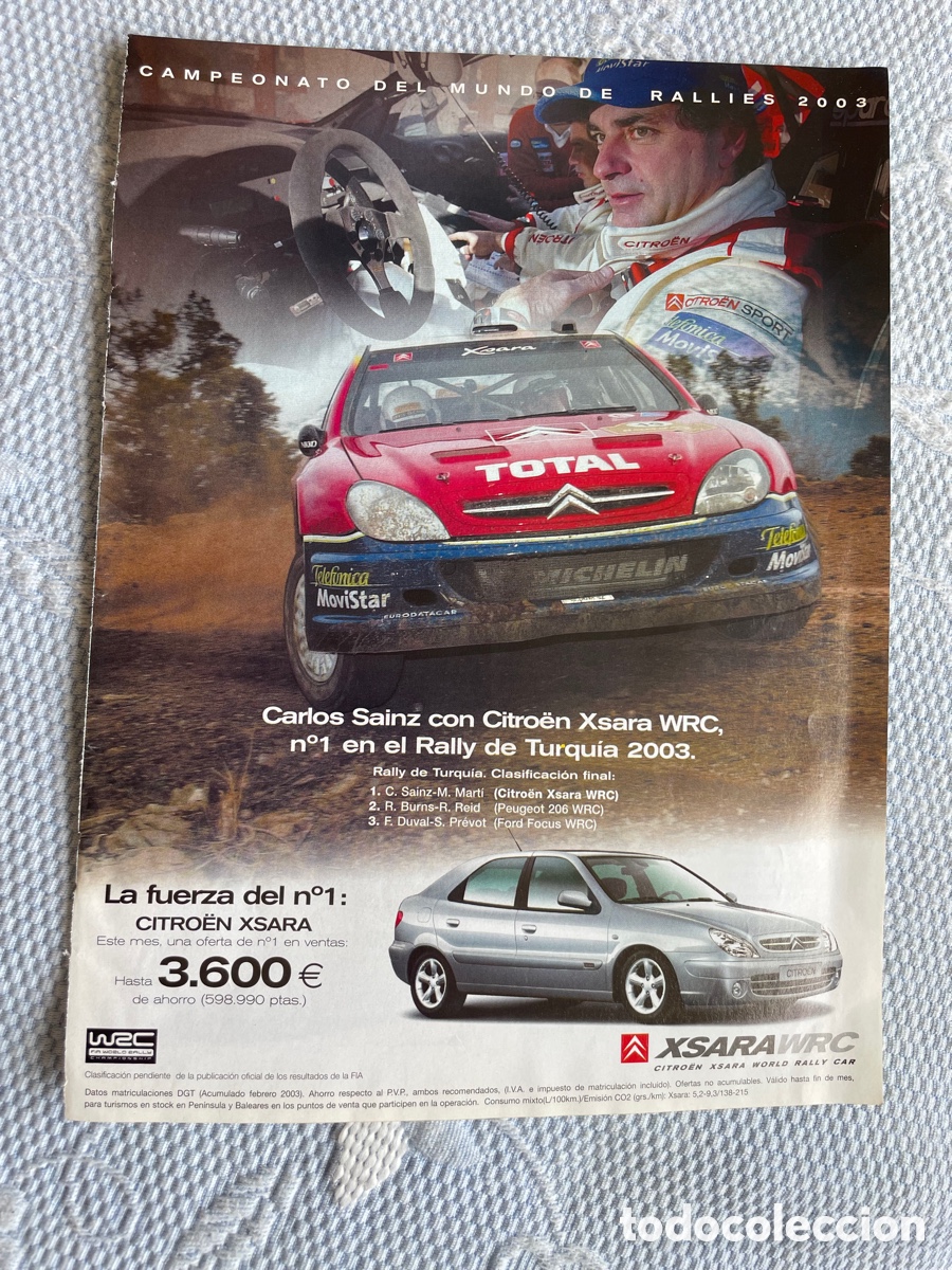 Coches: Hoja publicidad Carlos SAINZ con Citroen Xsara WRC