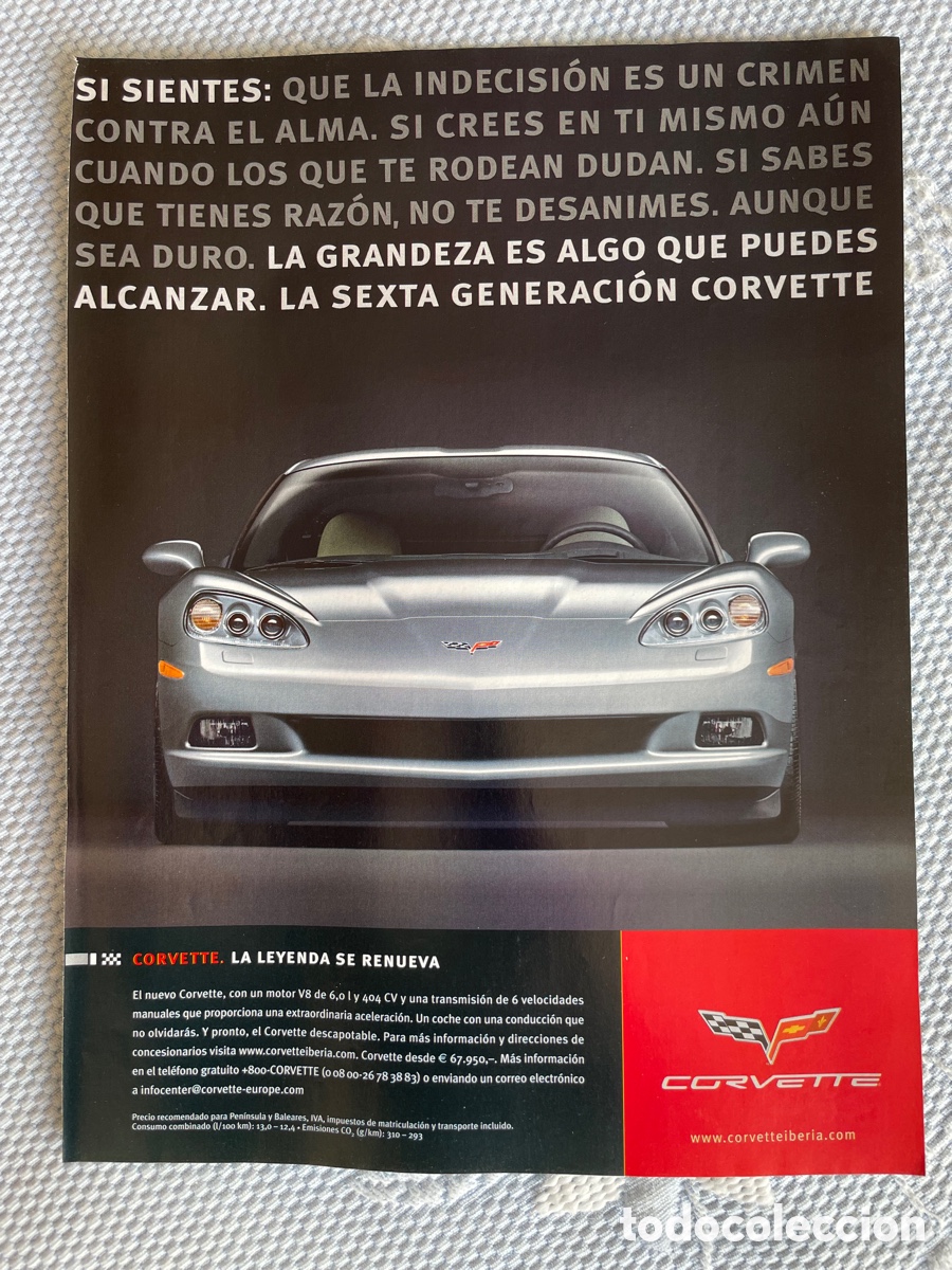 Coches: Chevrolet Corvette / hoja publicidad