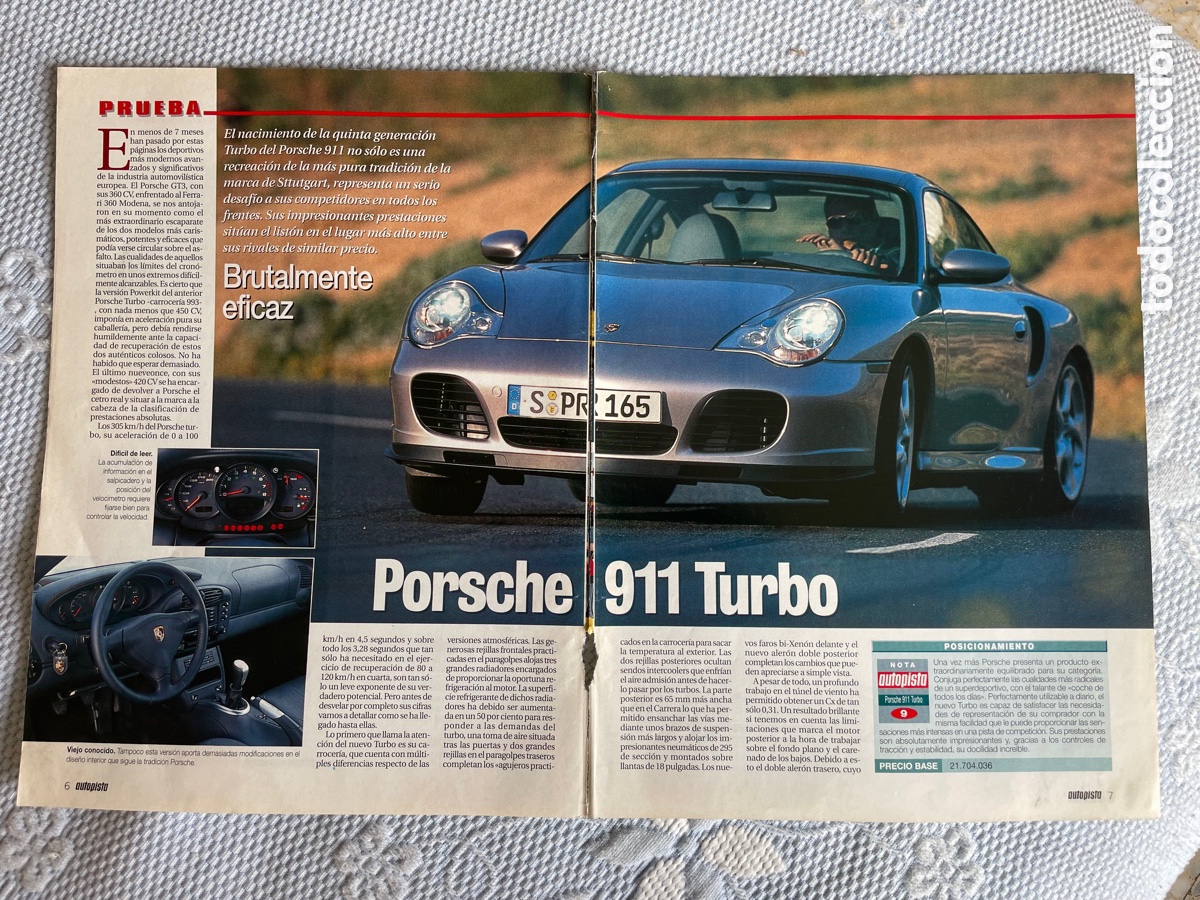 Coches: Porsche 911 Turbo / hojas con la prueba