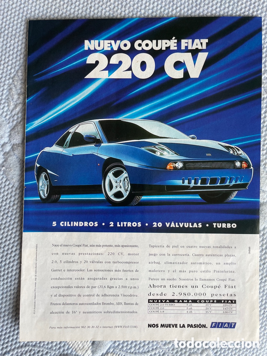 Coches: PUBLICIDAD Fiat Coupe 220 cv a&ntilde;o 1997