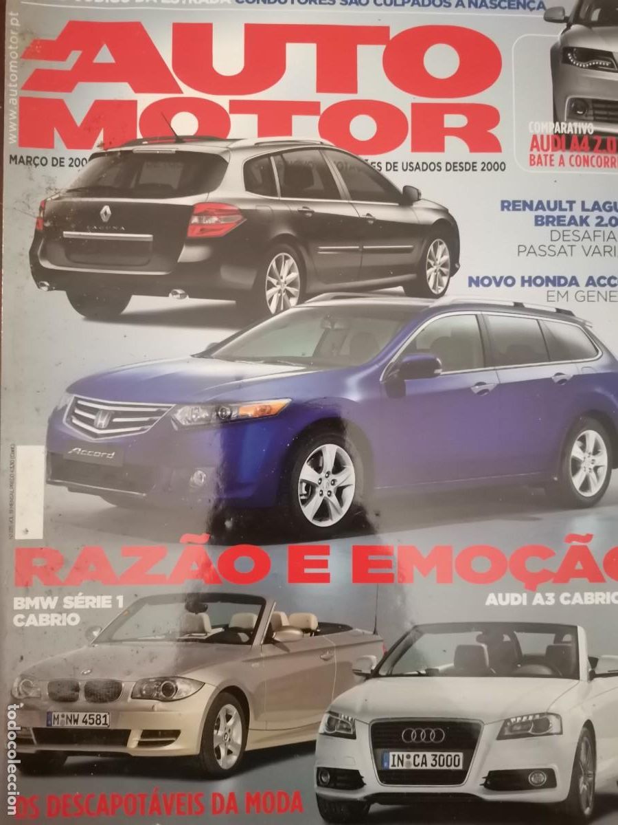 Coches: 2008 REVISTA AUTO MOTOR - RENAULT LAGUNA - HONDA ACCORD - BMW SERIE 1 Y AUDI A3 CABRIOLET