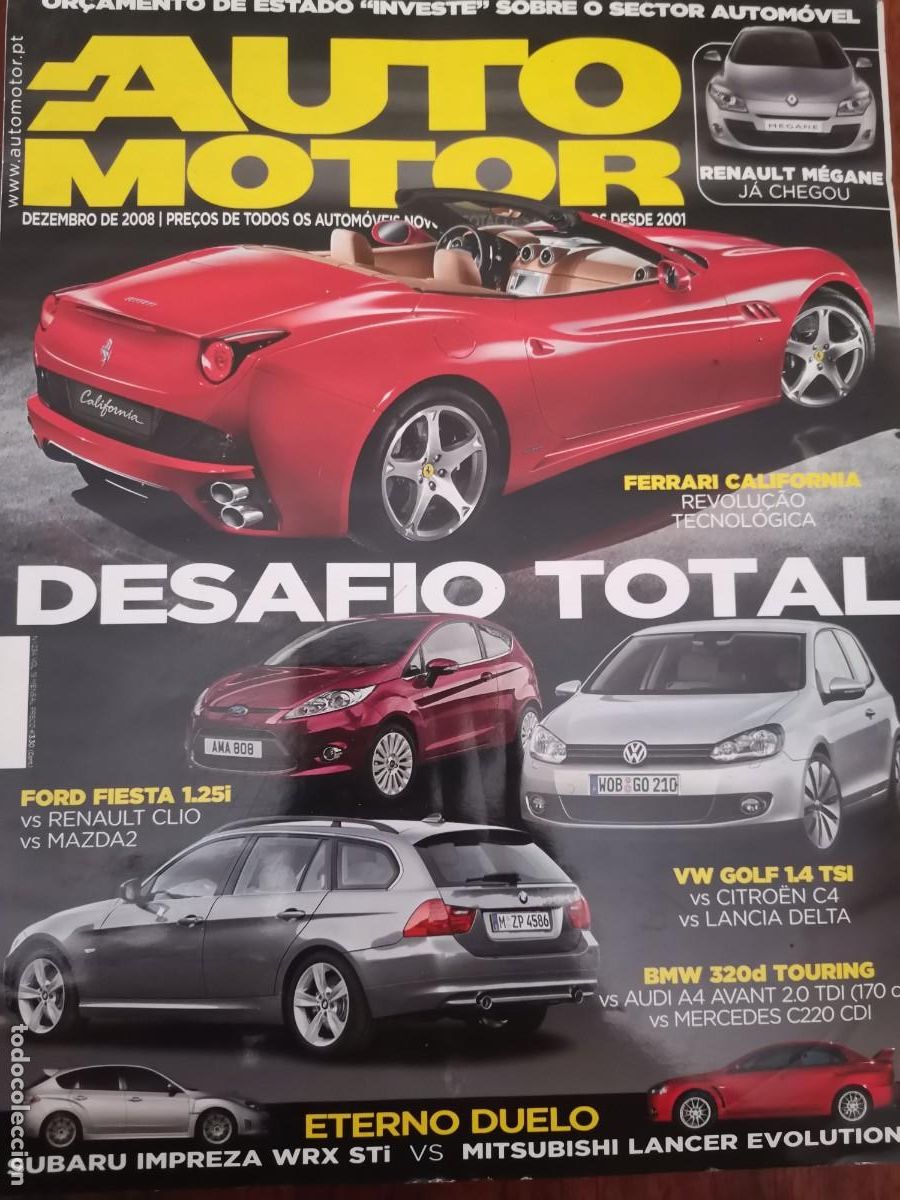 Coches: 2008 REVISTA AUTO MOTOR - FERRARI CALIFORNIA - FORD FIESTA 1.25I - GOLF 1.4 - MAZDA 2 VS CLIO