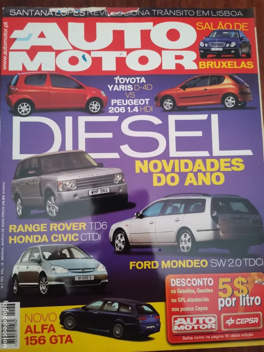 Coches: 2002 REVISTA AUTO MOTOR - RANGE ROVER TD6 - HONDA CIVIC CTDI - FORS MONDEO - SALON BRUXELAS