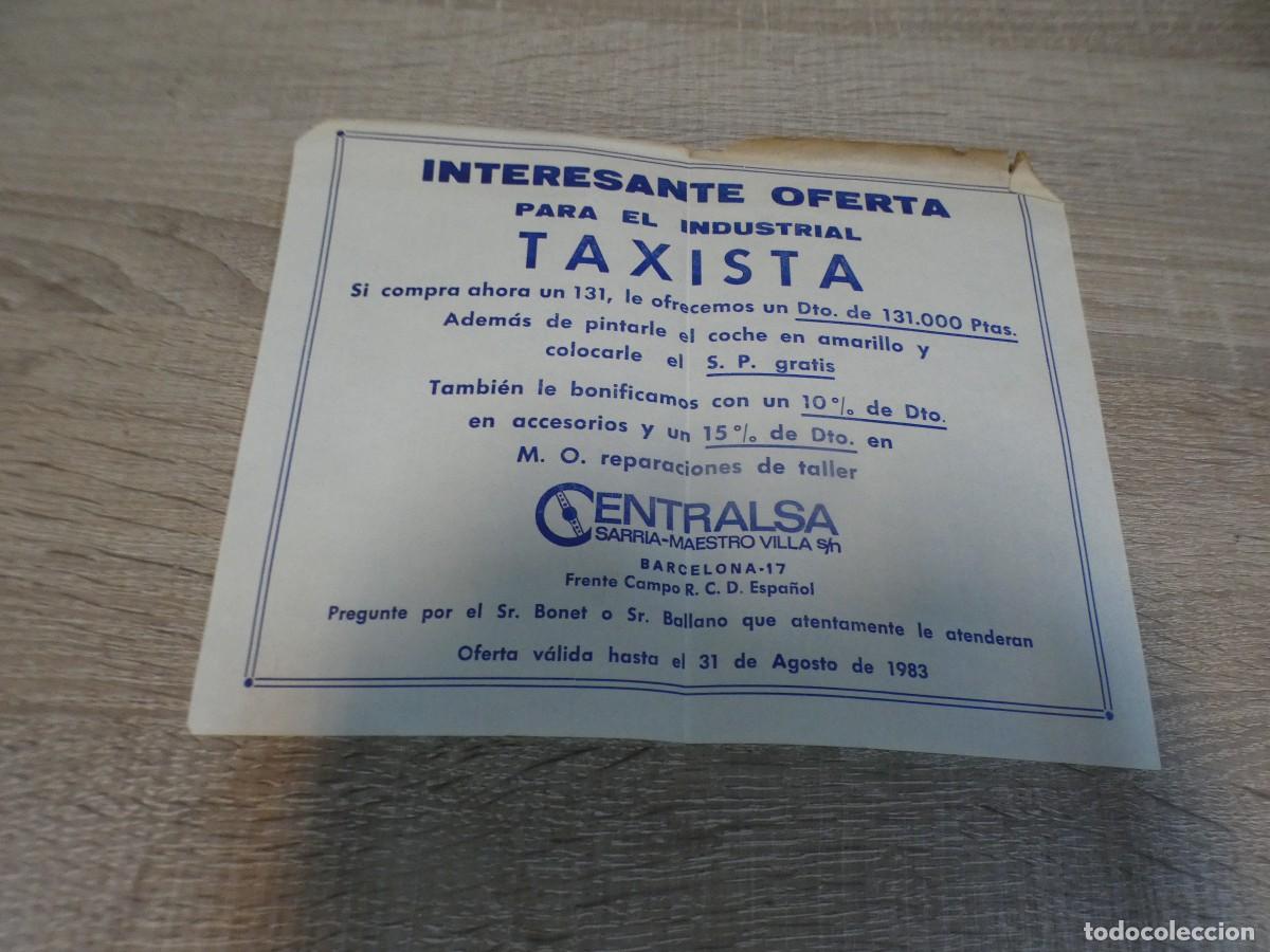 Coches: ARKANSAS1980 MOTOR ESTADO DECENTE FOLLETO OFERTA SEAT 131 PARA TAXISTAS 1983