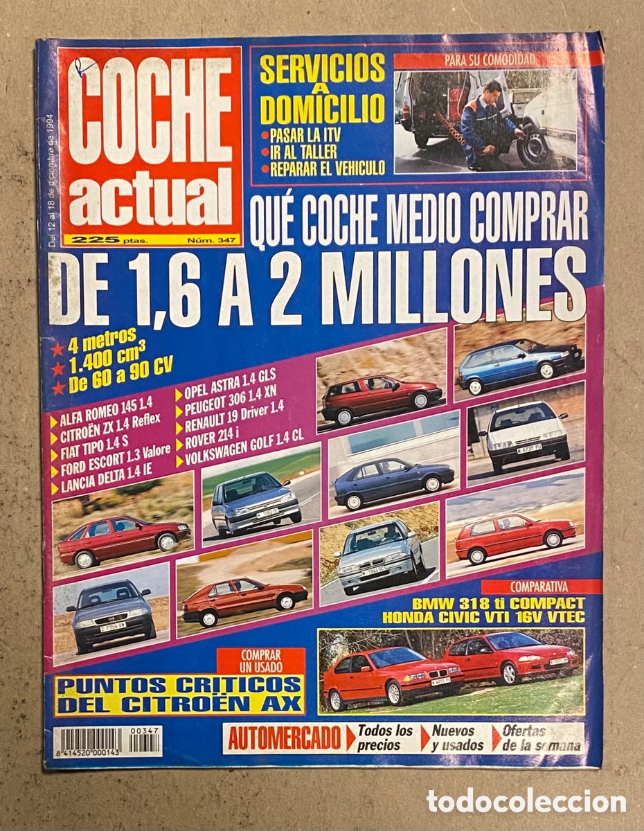 Coches: COCHE ACTUAL N&deg; 347 (1994). ALFA ROMEO 145, CITROEN ZX, FIAT TIPO, FORD ESCORT,&hellip;
