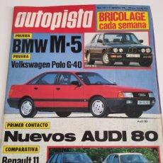 Coches: AUTOPISTA. N°1417. 11 SEPTIEMBRE 1986. BMW M5. VOLKSWAGEN POLO G-40. LEER.