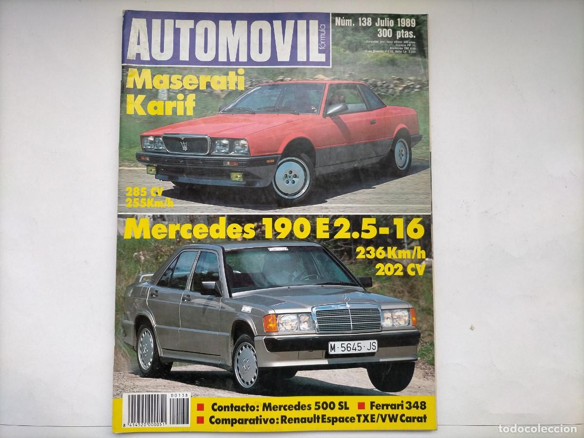 Autos: REVISTA AUTOMOVIL N&ordm; 138- MERCEDES 190E 2.5 16V- MASERATI KARIF-RENAULT SPACE TXE- VW CARAT