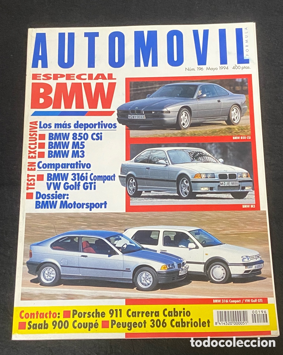 Coches: REVISTA AUTOM&Oacute;VIL ESPECIAL BMW N&Uacute;MERO 196 MAYO 1994 VER SUMARIO.