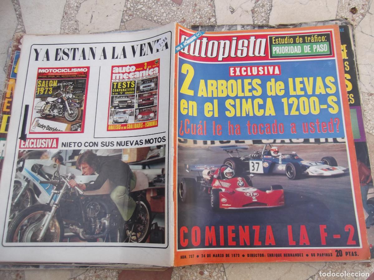 Coches: autopista n&ordm; 737, 1973, poster march-bmw, audi 80, matra -simca.-simca 1200 special,