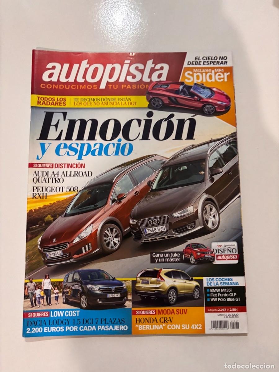 Coches: AUTOPISTA. N&ordm; 2767. A&Ntilde;O 2012. McLAREN MP4 SPIDER. MUSEO FORD. VW POLO BLUE GT. BMW M 1351.LEER