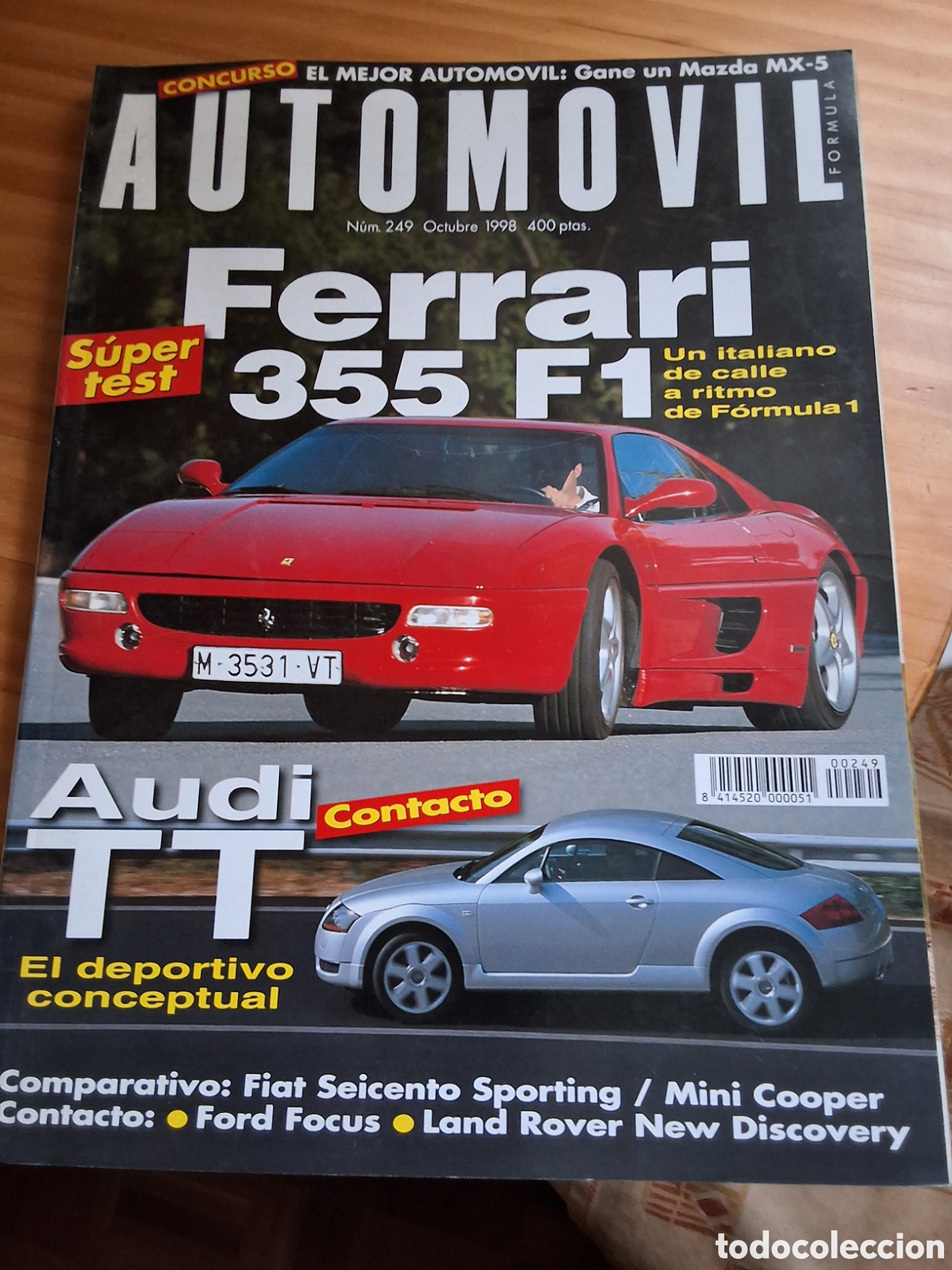 Carros: Automovil revista mensual n&uacute;mero 249 a&ntilde;o 1998 octubre