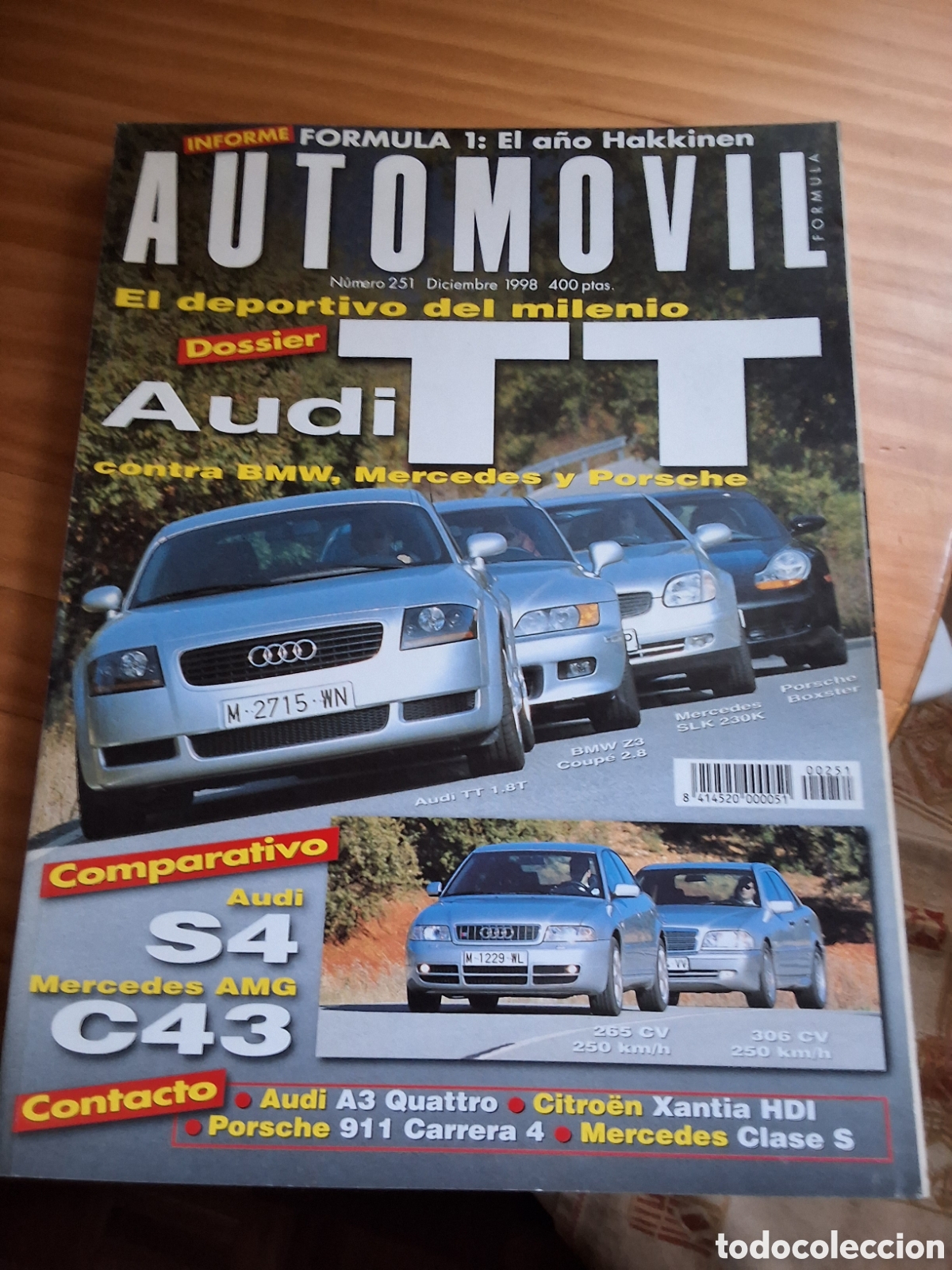 Carros: Automovil revista mensual n&uacute;mero 251 a&ntilde;o 1998 diciembre