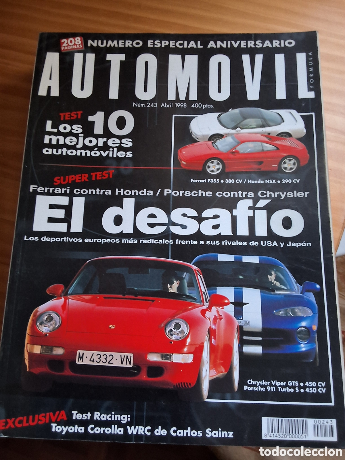 Carros: Automovil revista mensual n&uacute;mero 243 a&ntilde;o 1998 abril